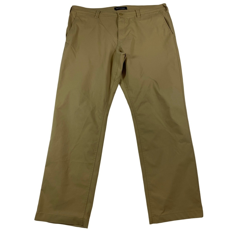 Bluffworks  Chino Pants 40x30 Khaki Tan Regular Fit Travel Technical Straight
